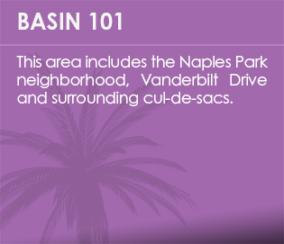 Basin 101 - This area includes the Naples Park neighborhood, Vanderbilt Drive, and surrounding cul-de-sacs.