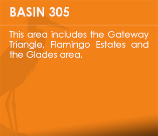 Basin 305 - This area includes the Gateway Triangle, Flamingo Estates, Naples Industrial Park, River Reach and the Glades area.