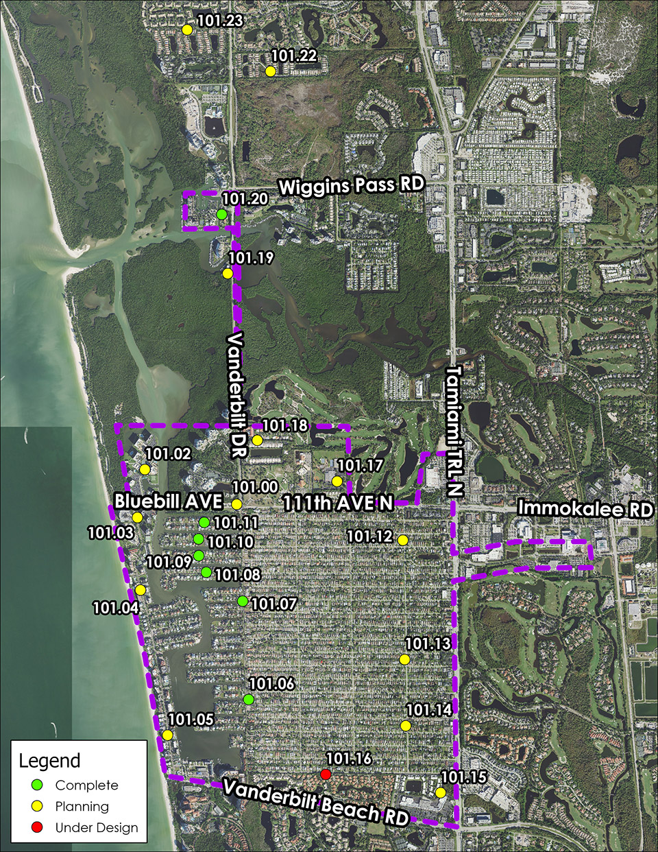 Basin 101 Neighborhood Pump Stations Improvements map