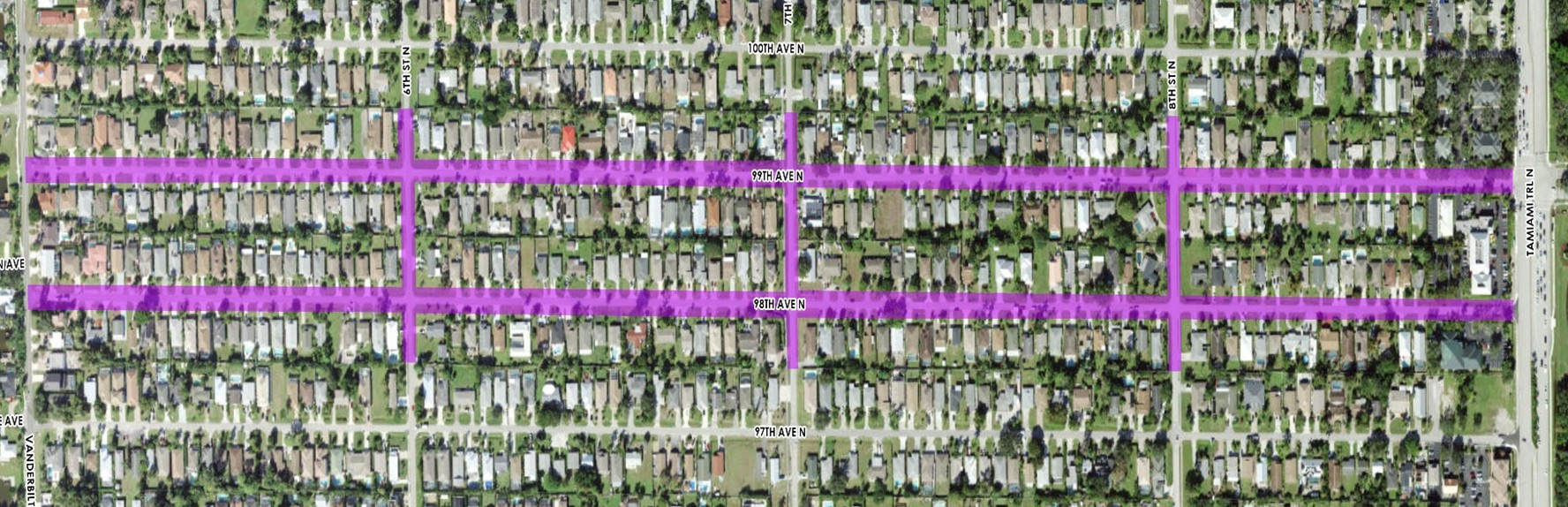 98th and 99th Avenue North Public Utility Renewal Project map